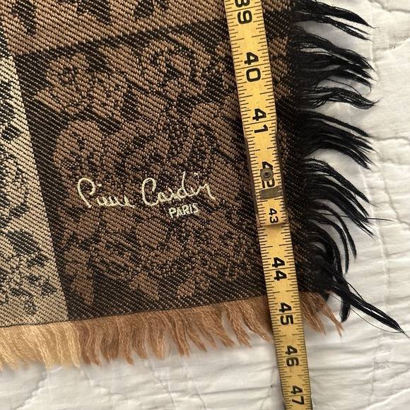 Vintage Pierre Cardin Paris Women's Black Fall Floral Scarf France Cottagecore - Picture 8 of 14